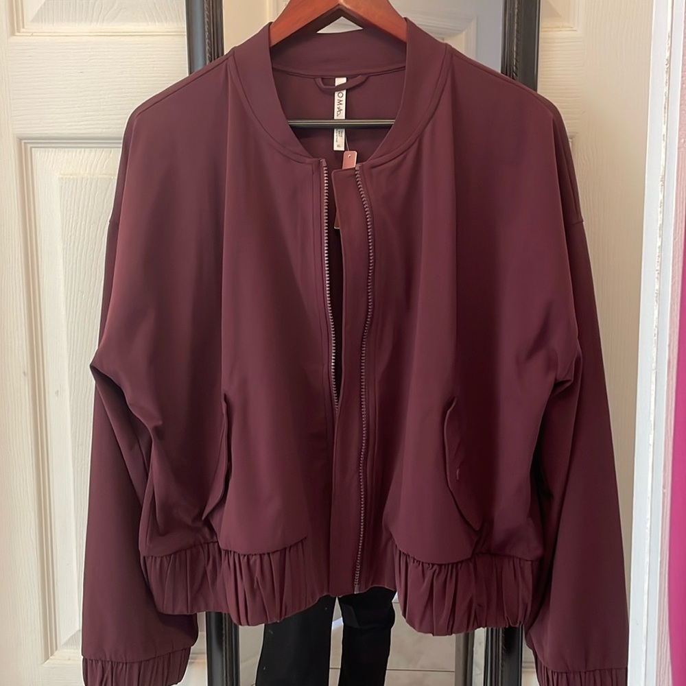 Soma NEW Merlot xl TACTEL tech knit athletic crop jacket pockets
